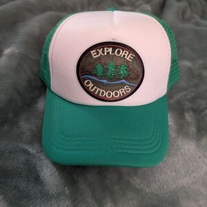 Green and White Explore Outdoors Cap